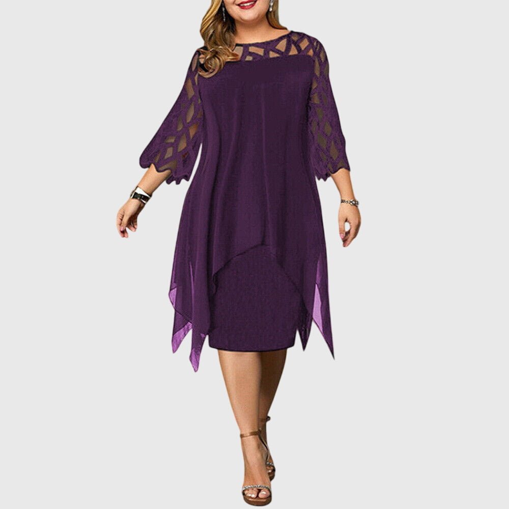 Women's Chiffon Cocktail One-Shoulder Party Dress - Purple (Almost sold out)