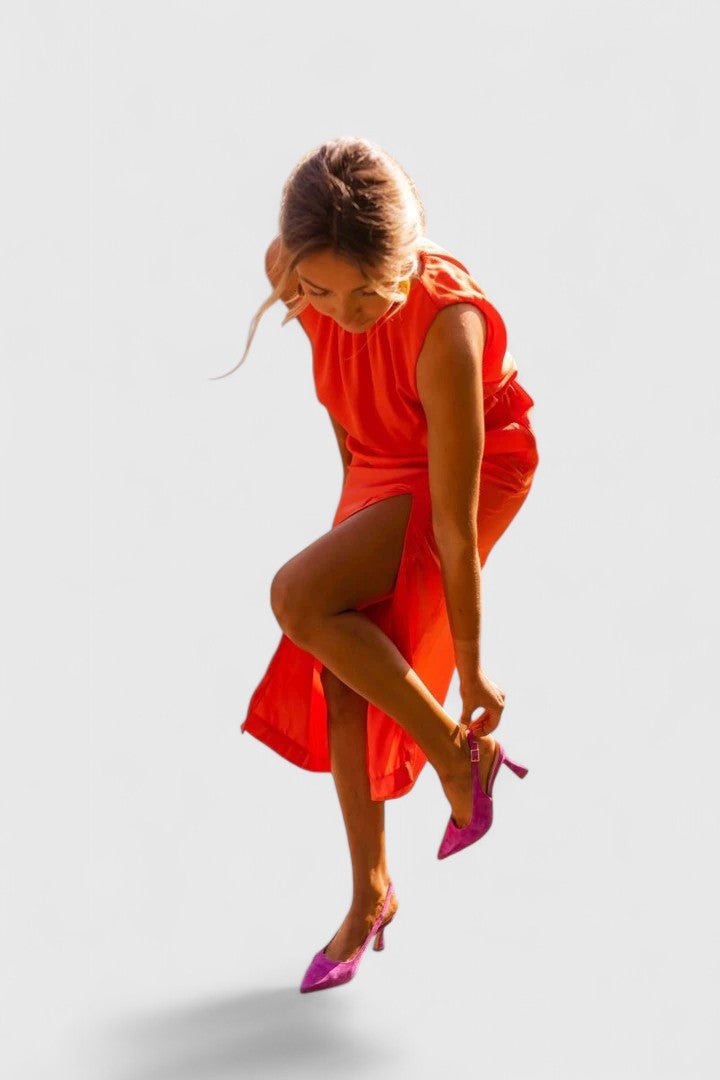 Women's Party Satin Halter Midi Dress