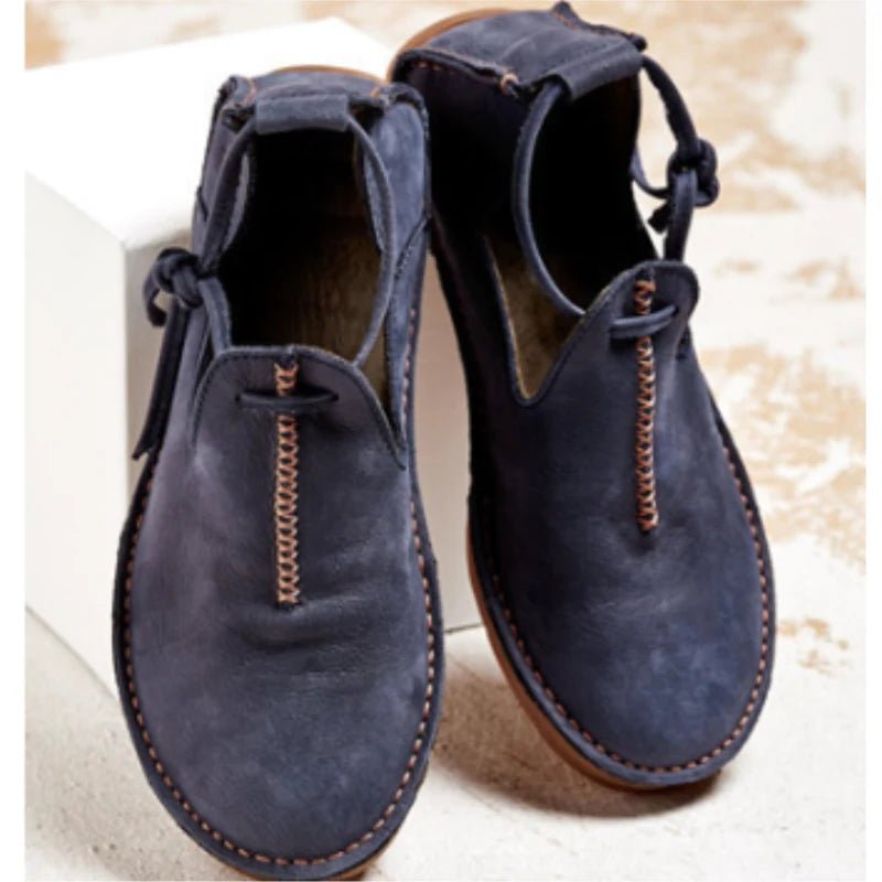 Women's Leather Ankle Boots - Blue
