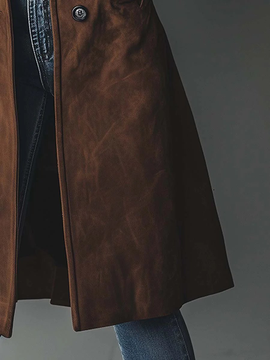 Women's Suede Longline Trench Coat