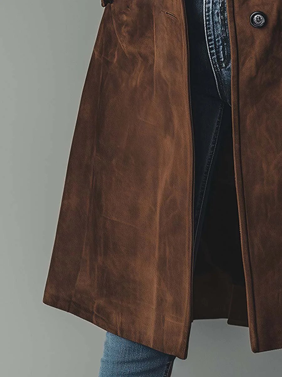 Women's Suede Longline Trench Coat