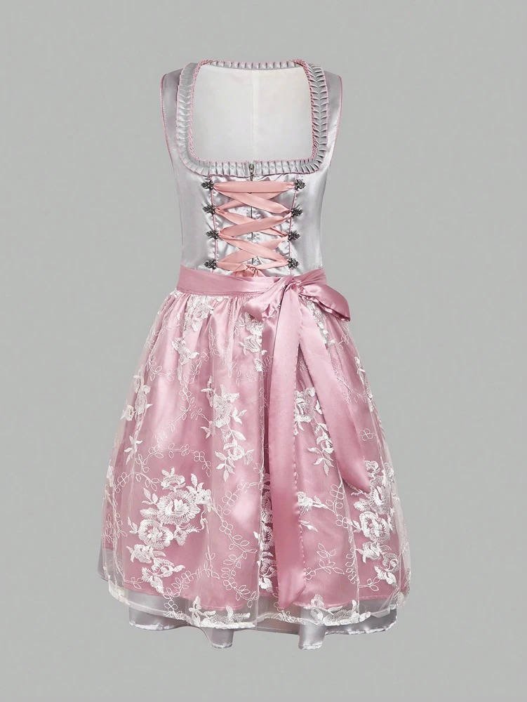 Women's Floral Lace Dirndl Dress