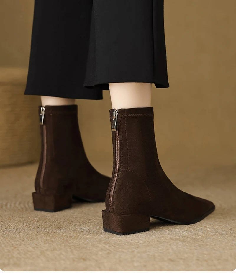 Women's Suede Pointed-Toe Ankle Boots