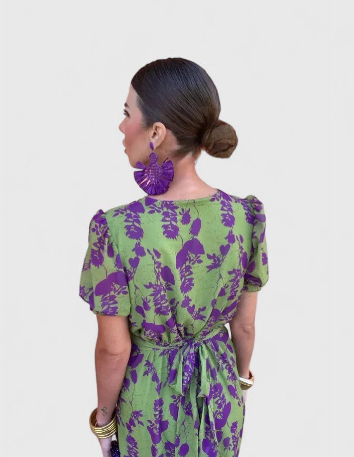 Women's Floral Cocktail Satin Midi Party Wrap Dress