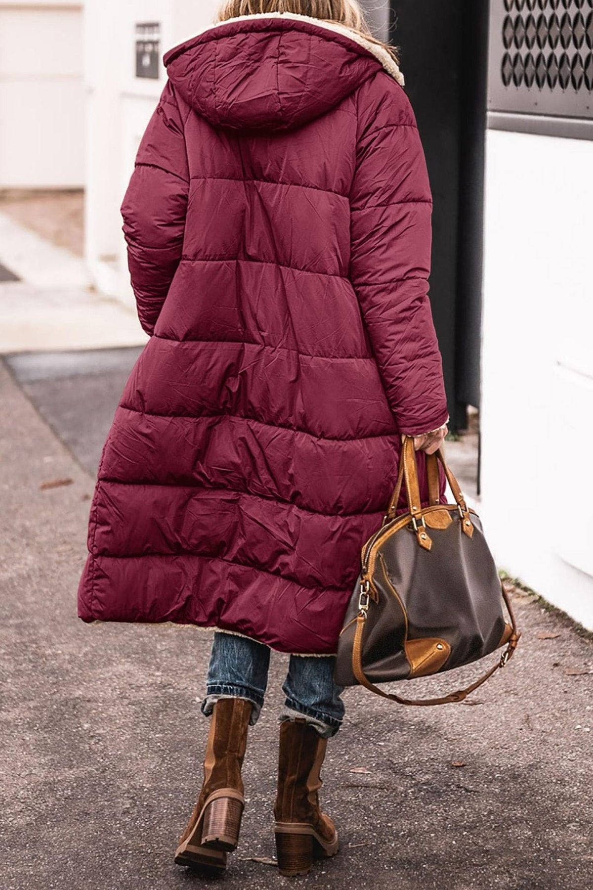 Women's Oversized Longline Teddy Puffer Coat