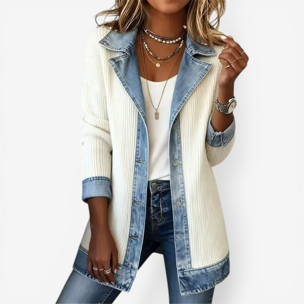 Women's Longline Knit Jacket - White