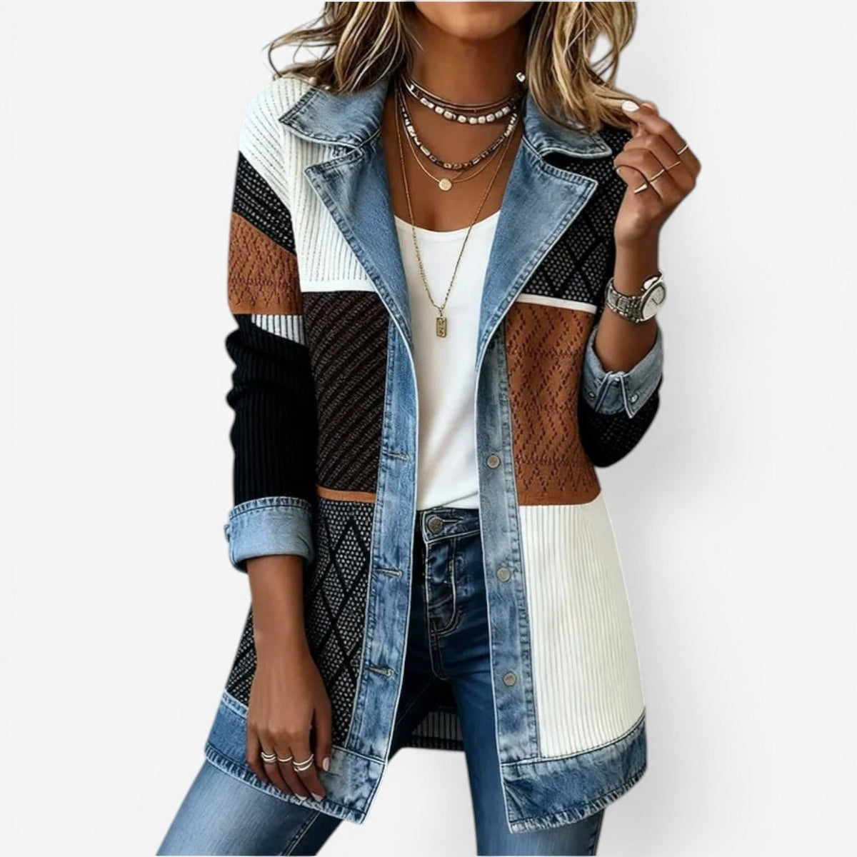 Women's Longline Knit Jacket - Mulitcolor