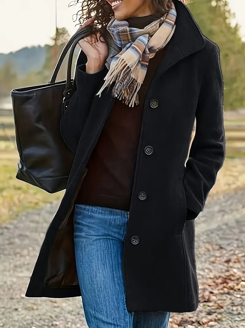 Women's Wool Pea Coat - Black
