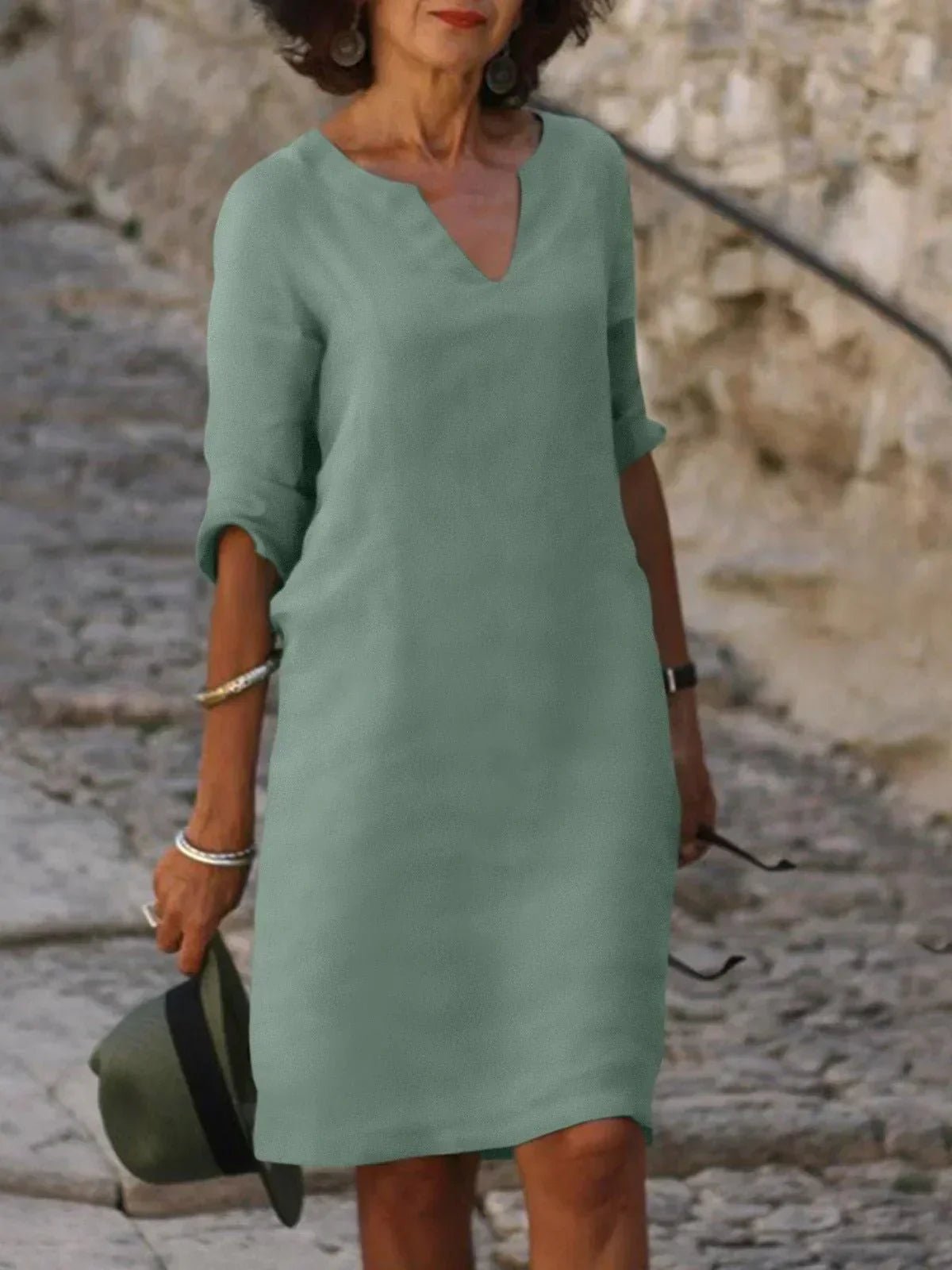 Women's Black Shift Dress - Green