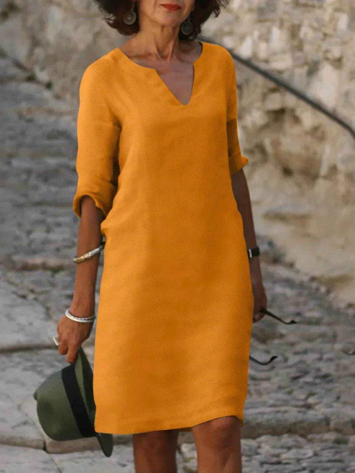 Women's Black Shift Dress - Orange