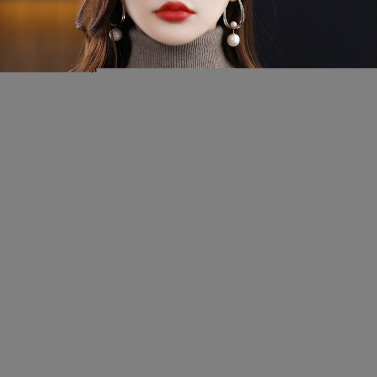 Women's Slim Cashmere Wool Roll Neck Jumper - Dark brown