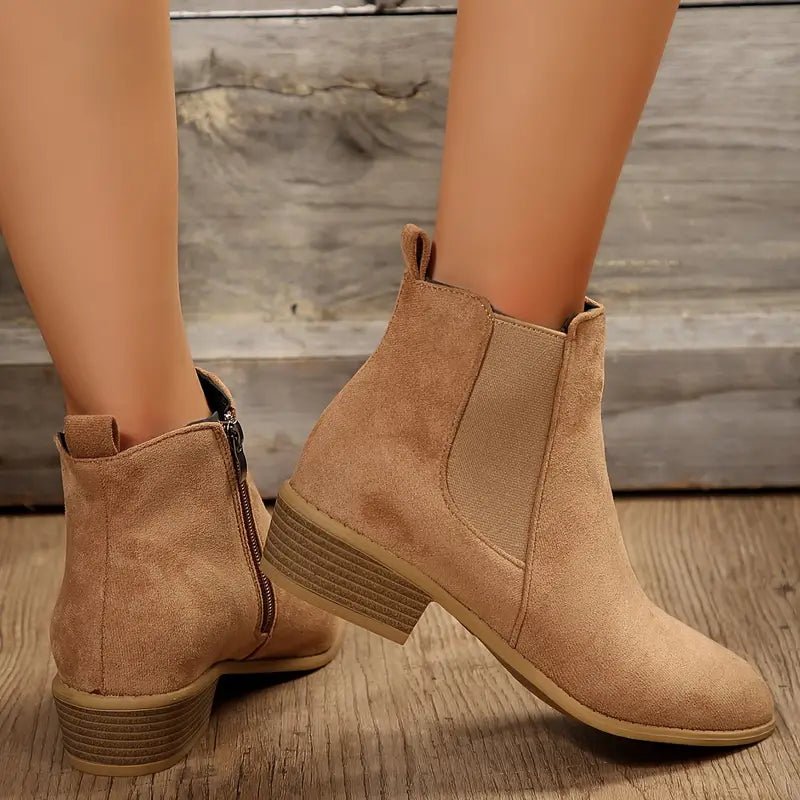 Women's Faux Suede Chelsea Ankle Boots - Beige