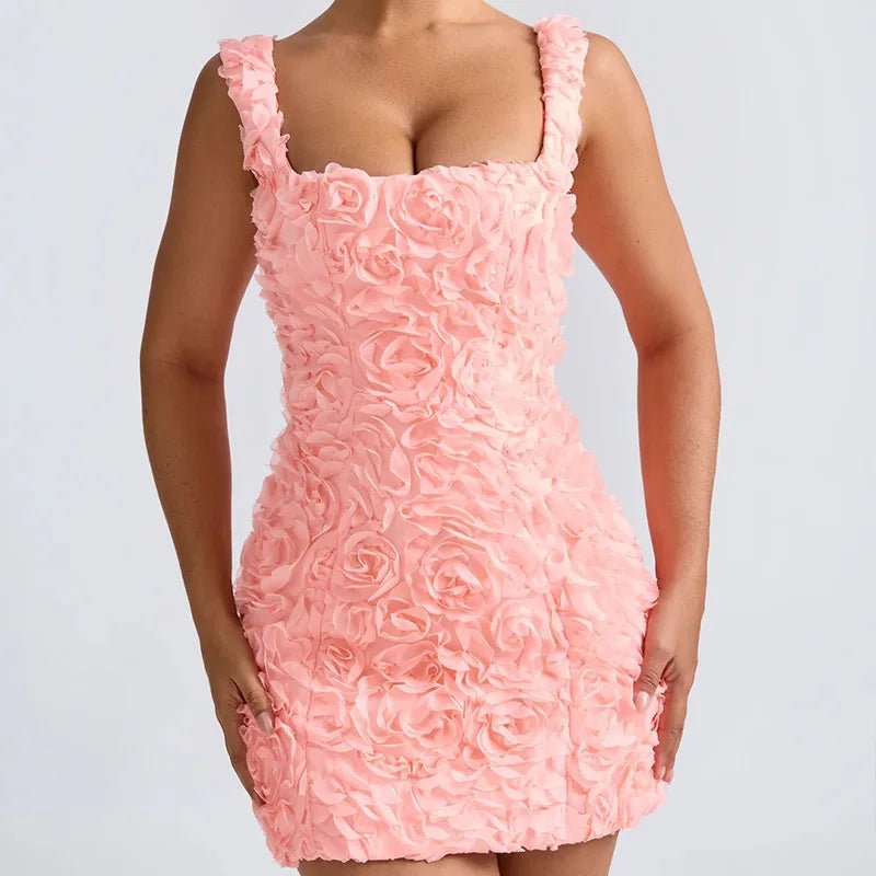 Women's Floral Bodycon Mini Party Dress - Pink