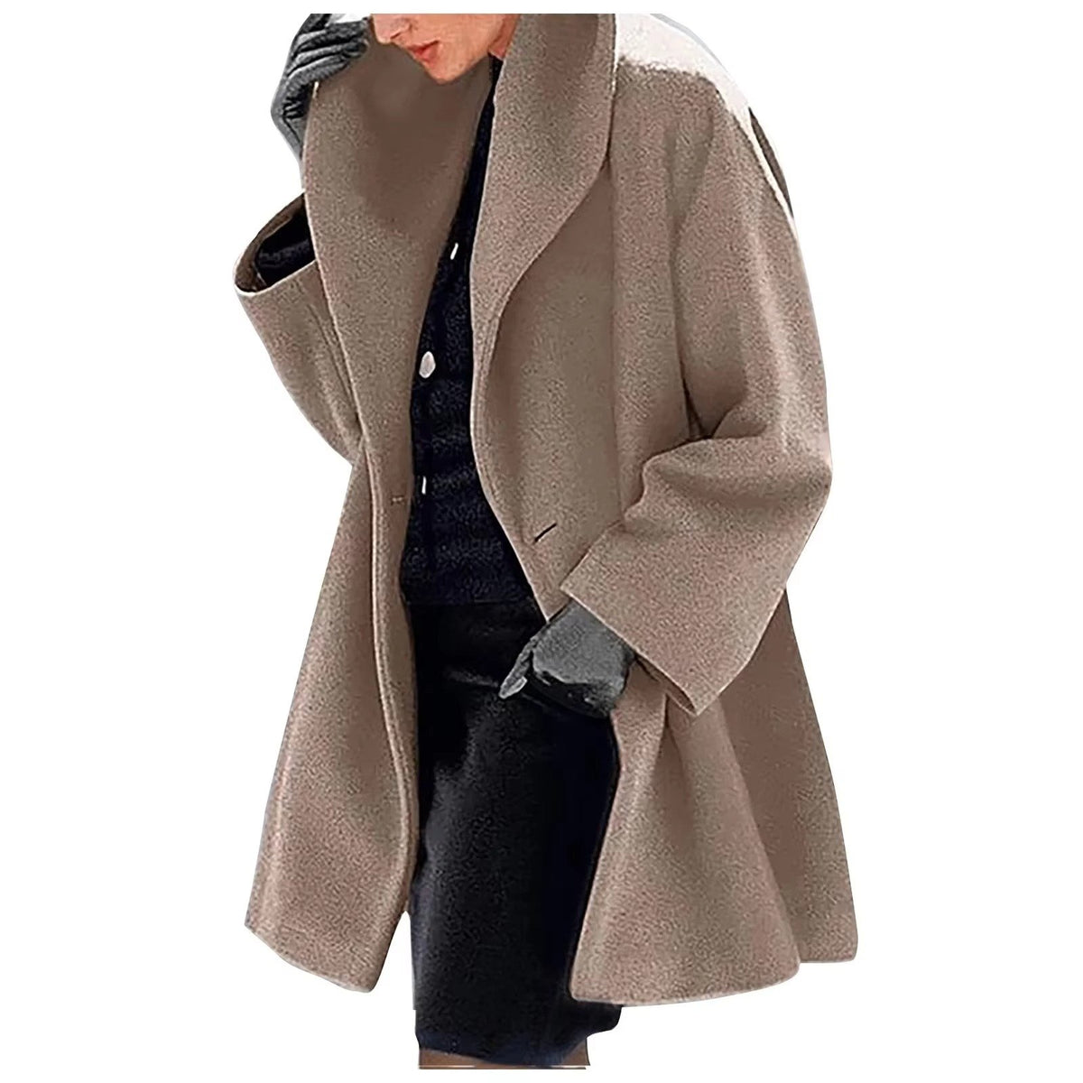 Women's Oversized Midi Wool Coat - Rose Gold