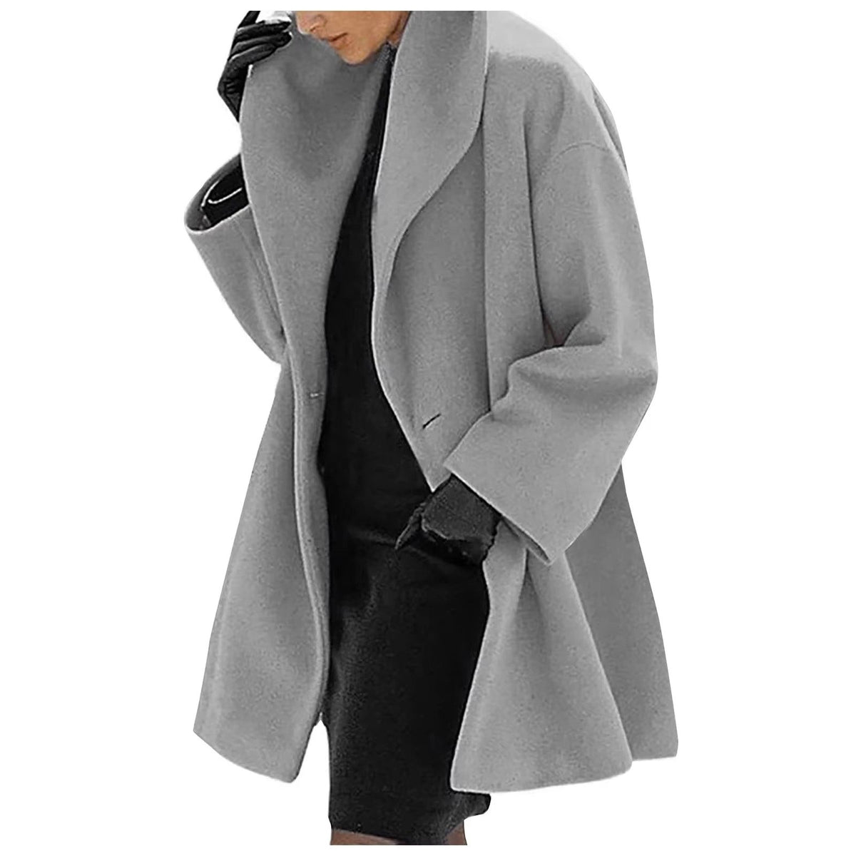 Women's Oversized Midi Wool Coat - Gray