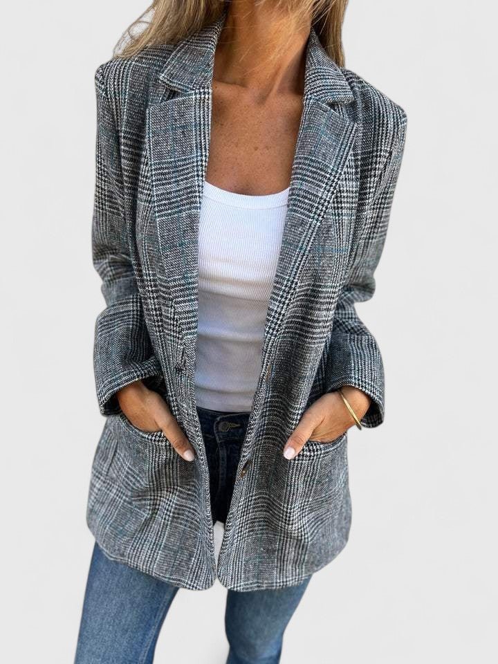 Women's Oversized Plaid Wool Blazer