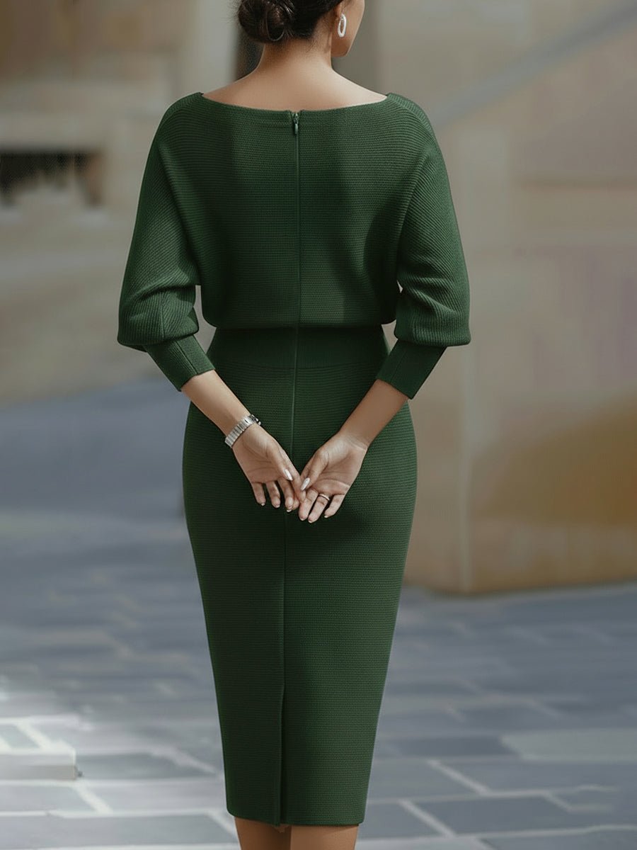 Women's Bodycon Knit Ribbed Midi Dress
