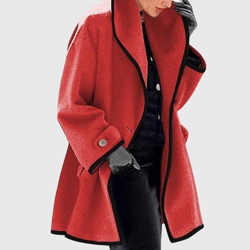 Women's Oversized Wool Coat - Red