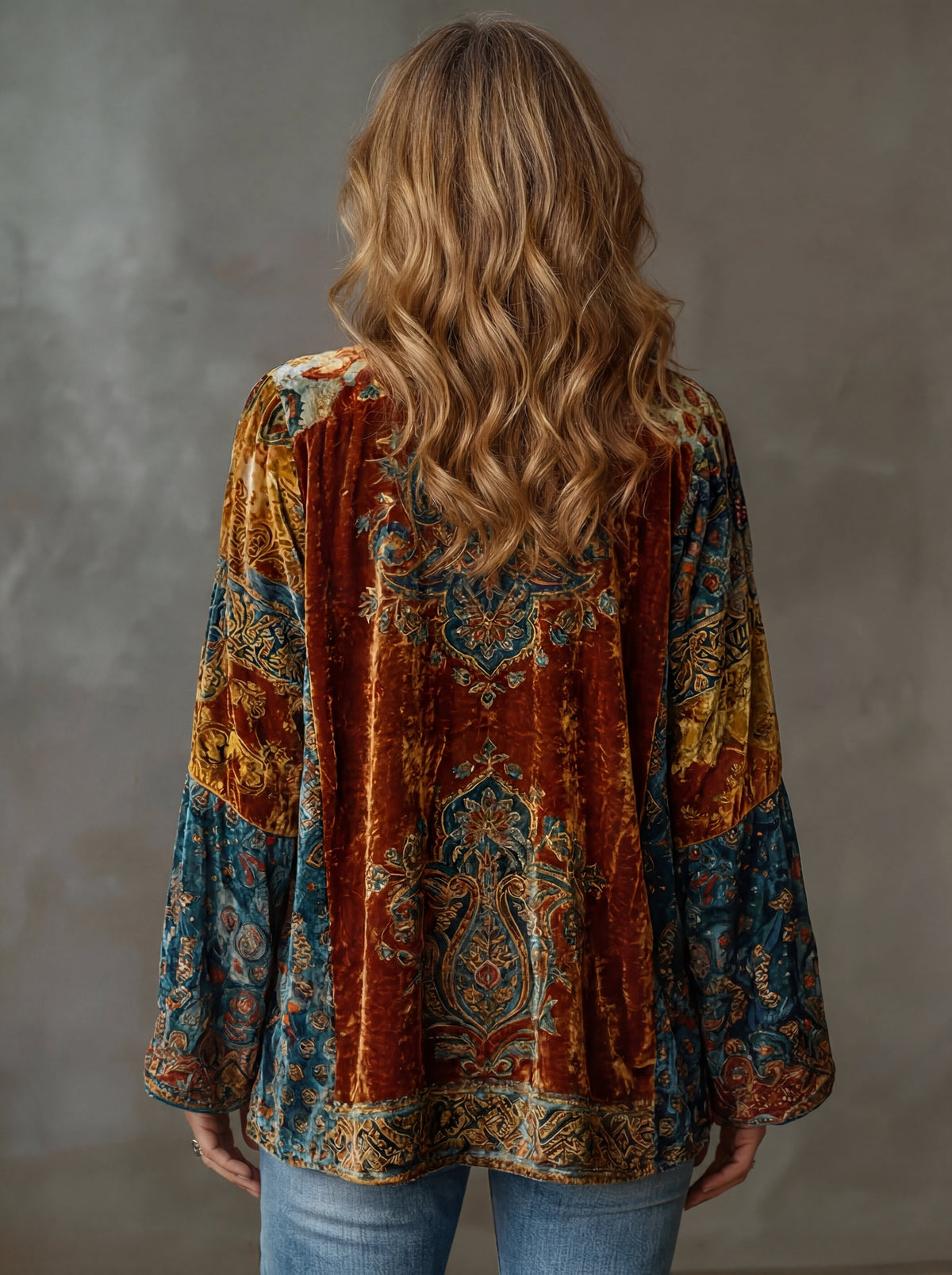 Women's Paisley Velvet Kimono