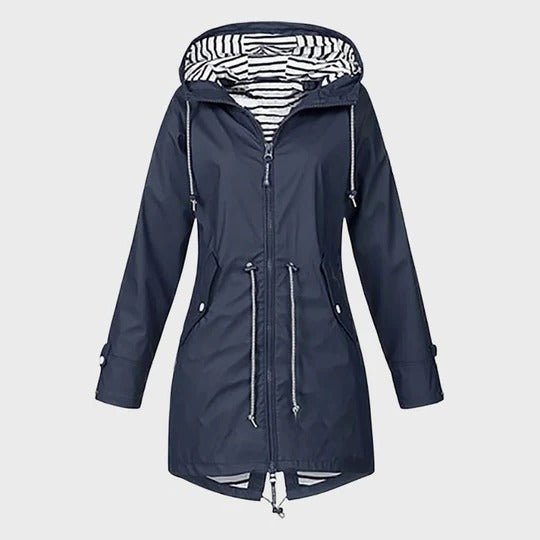 Women's Rain Waterproof Hooded Jacket - Navy blue