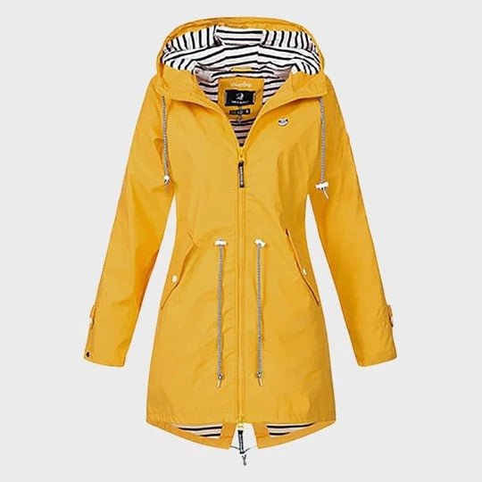 Women's Rain Waterproof Hooded Jacket - Yellow