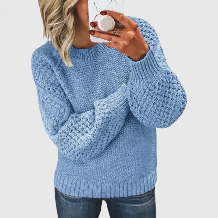 Women's Chunky Cable Knit Jumper - Sky Blue