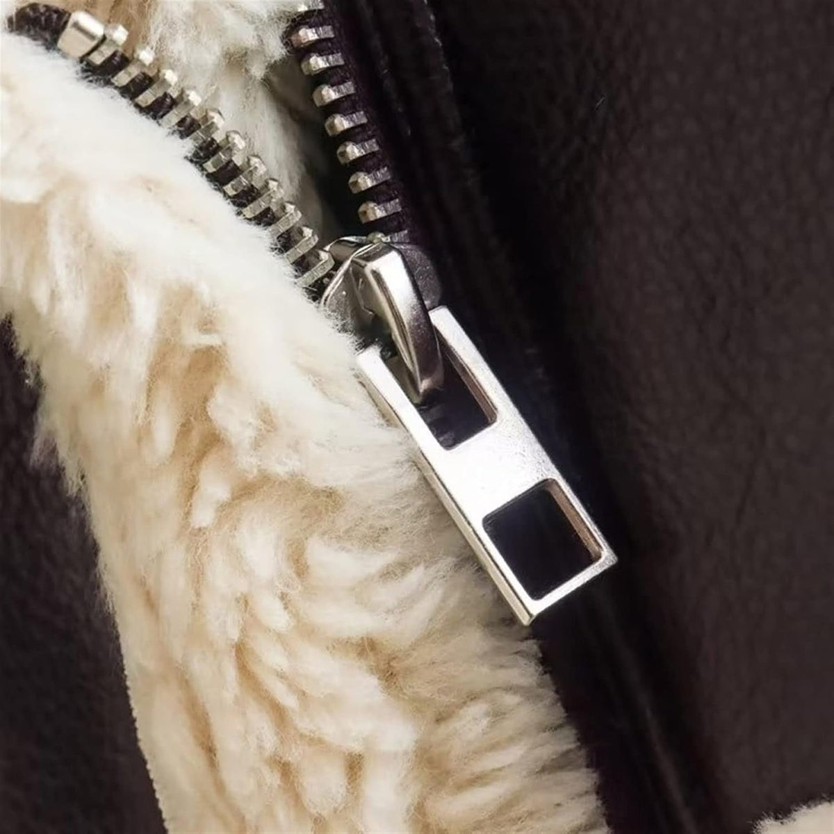 Women's Cropped Faux Leather Moto Shearling Jacket