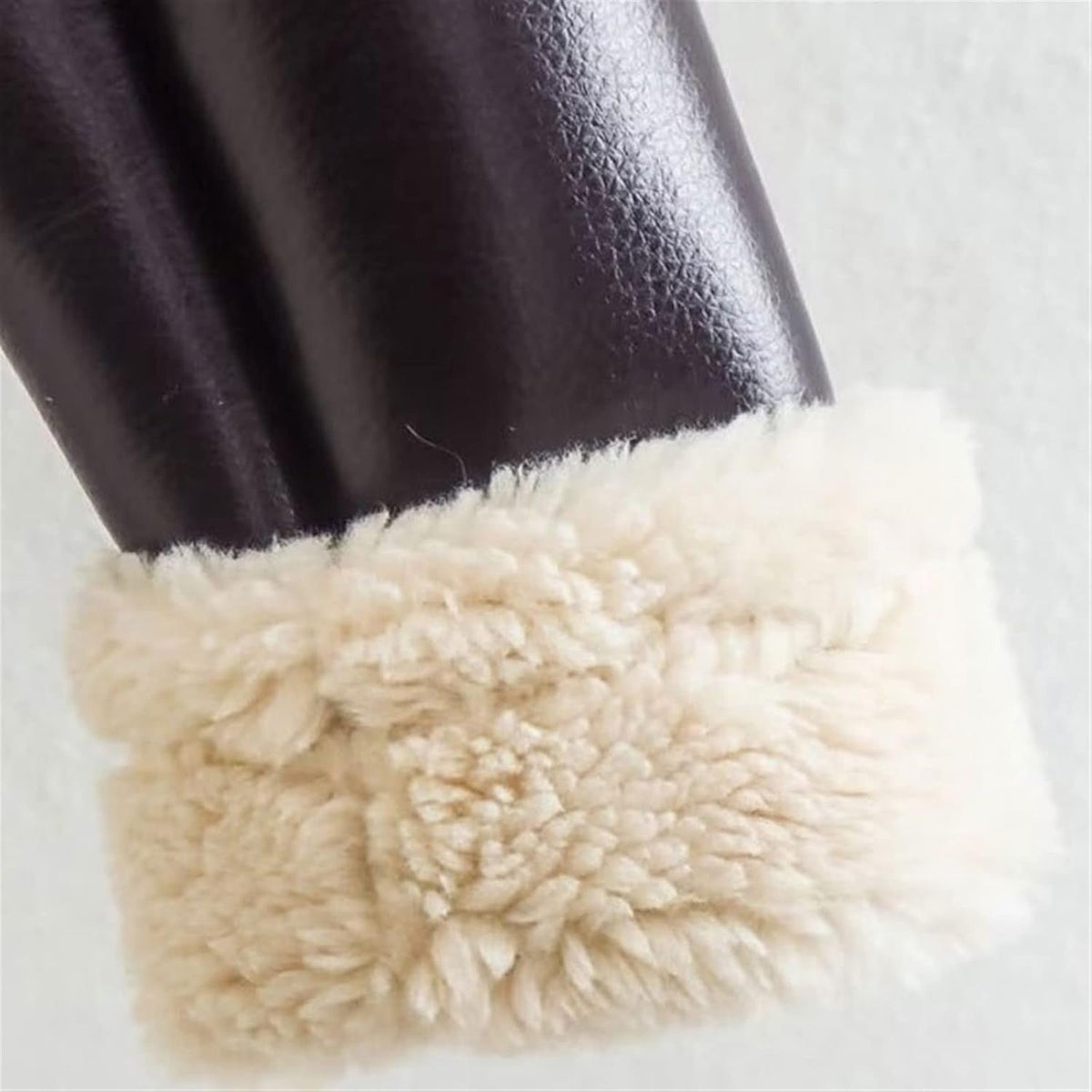 Women's Cropped Faux Leather Moto Shearling Jacket