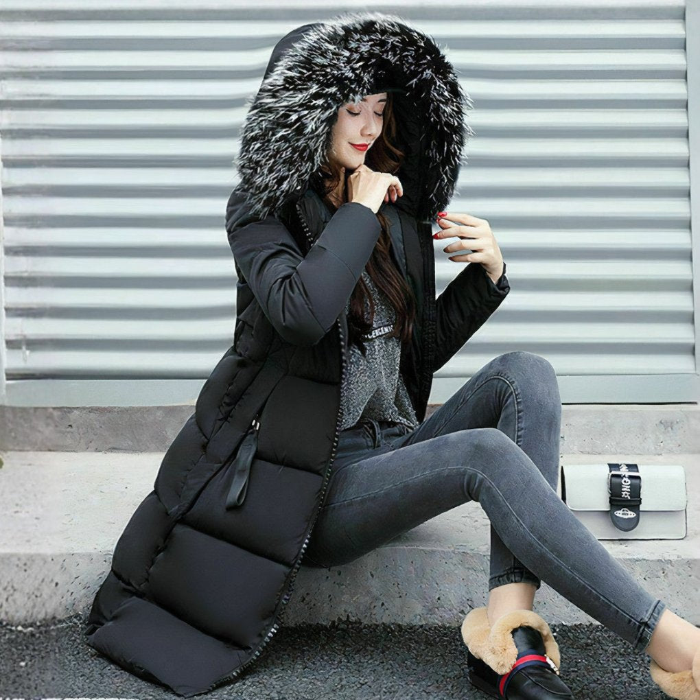 Women's Midi Longline Puffer Coat - Black