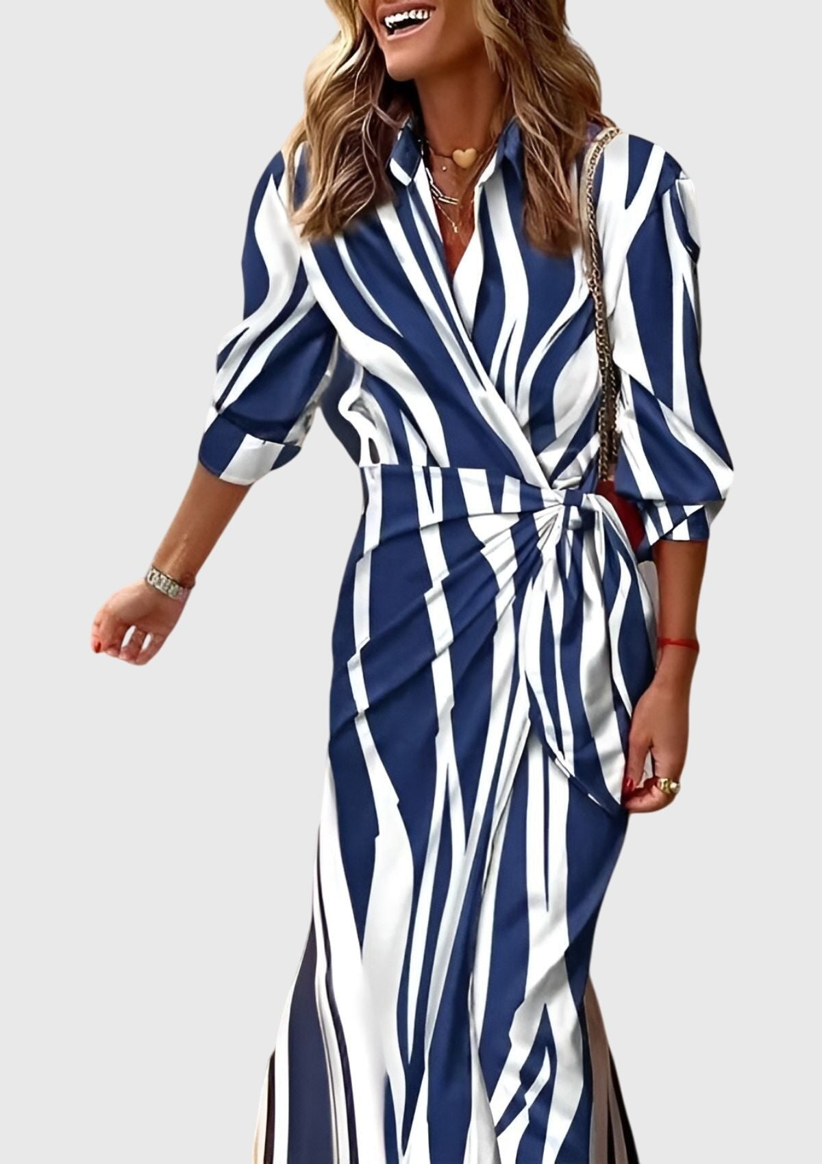 Women's Satin Wrap Midi Party Dress
