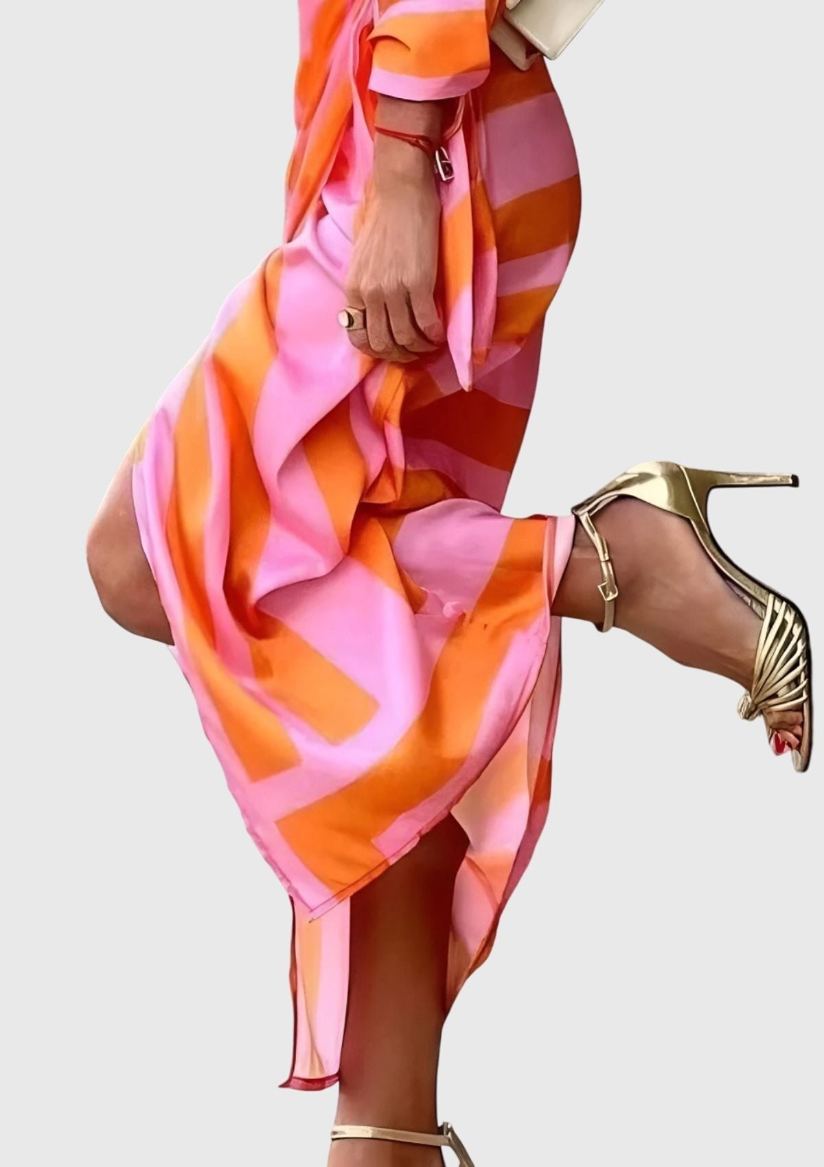 Women's Satin Wrap Midi Party Dress