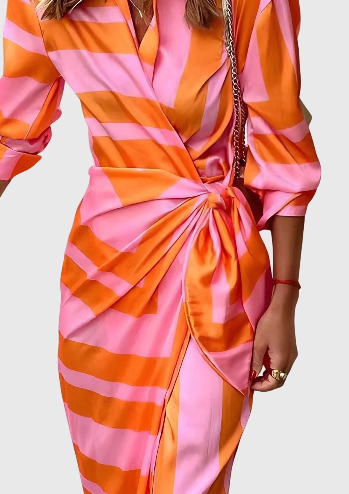 Women's Satin Wrap Midi Party Dress