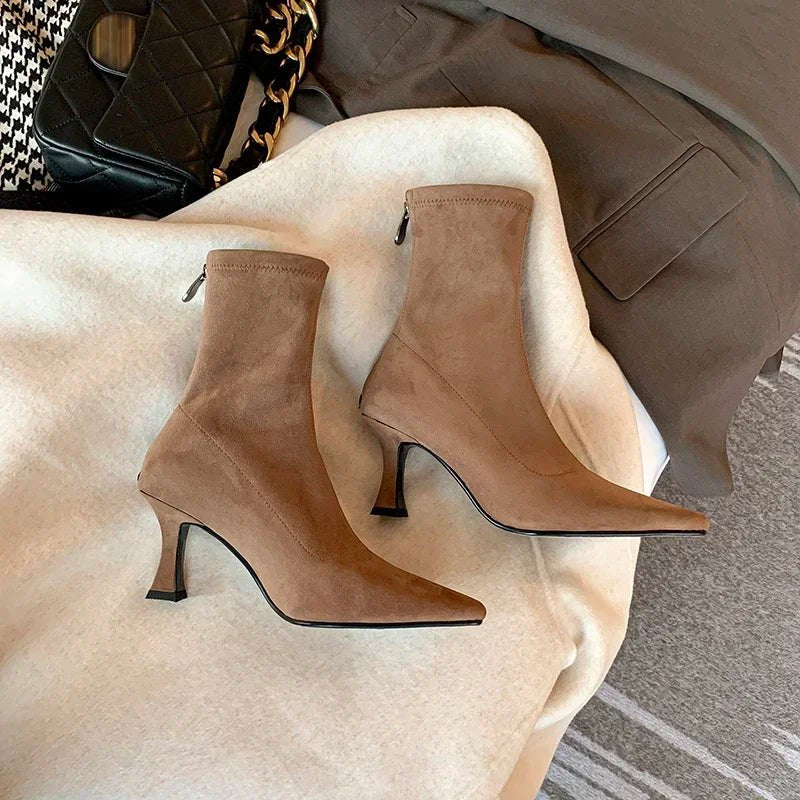 Women's Suede Pointed-Toe Ankle Boots