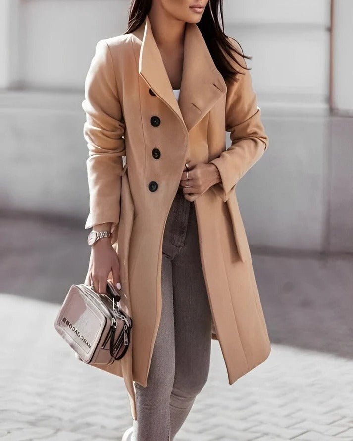 Women's Midi Belted Longline Wool Coat