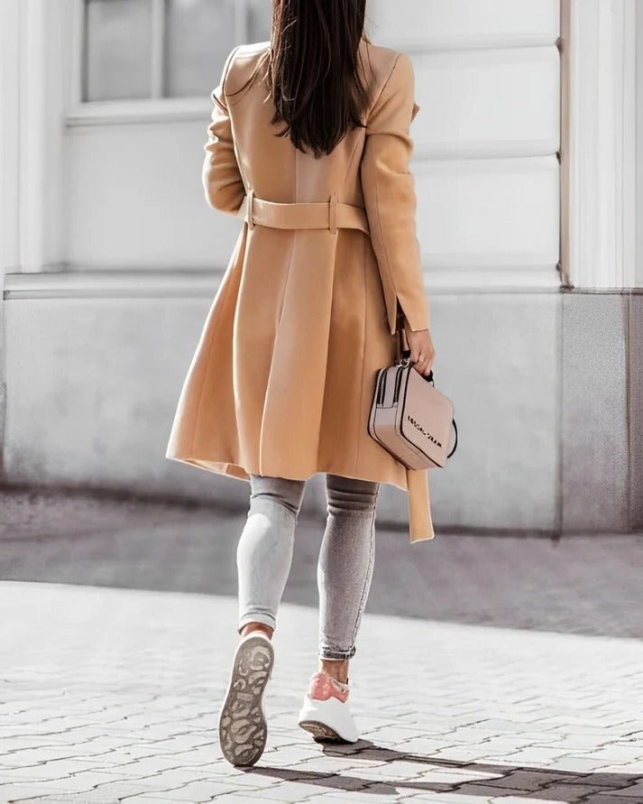 Women's Midi Belted Longline Wool Coat