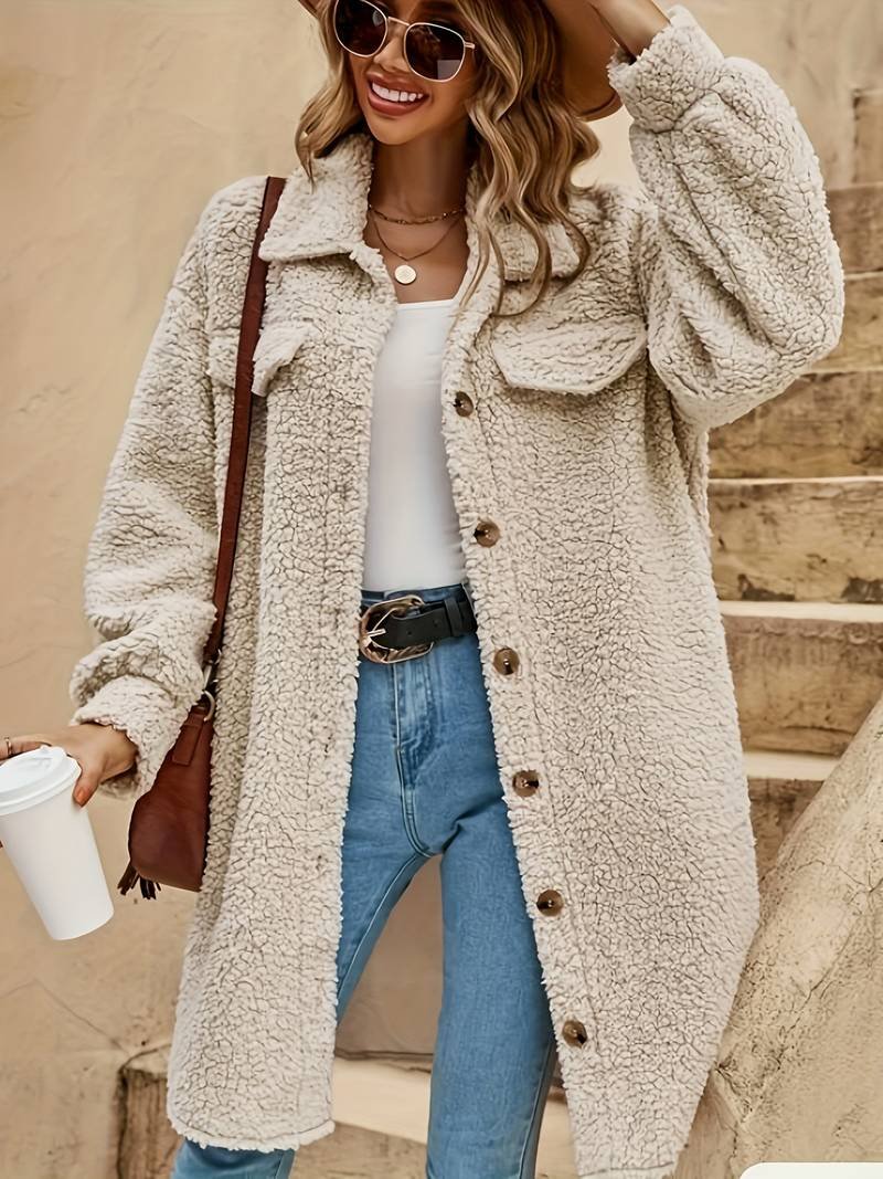 Women's Oversized Sherpa Longline Teddy Coat