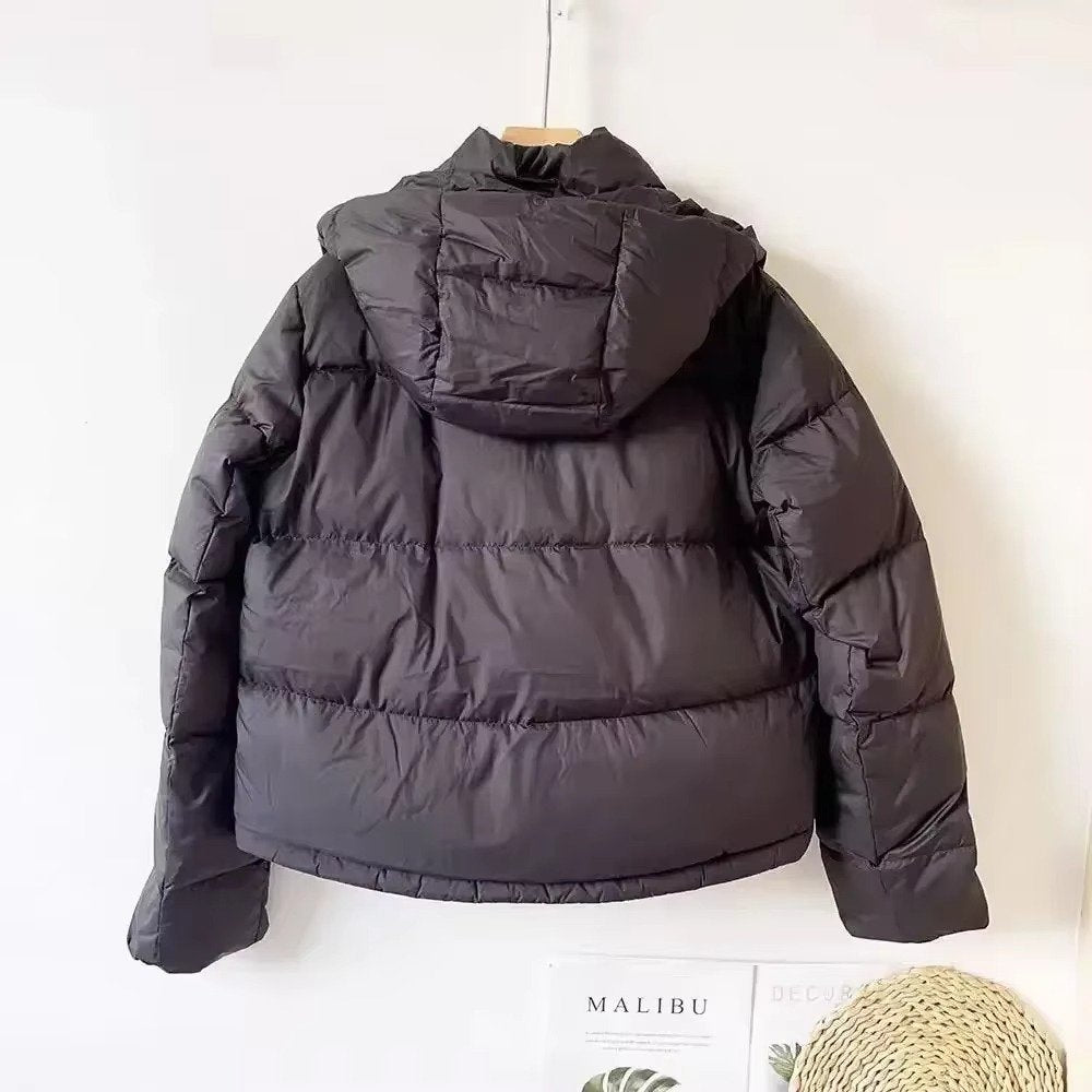 Women's Down-Filled Cropped Puffer Jacket - Black