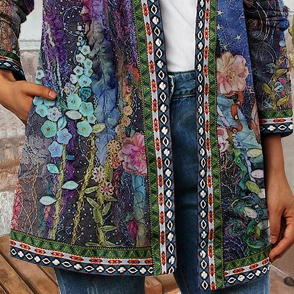 Women's Floral Longline Jacket - L