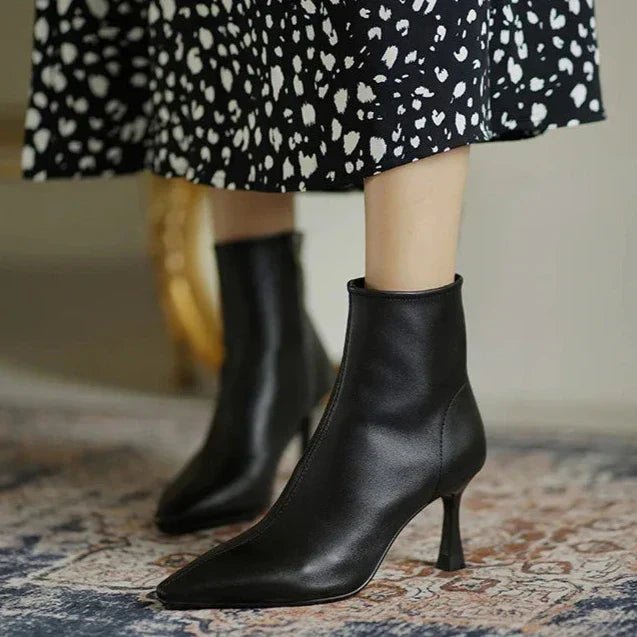 Women's Faux Leather Pointed-Toe Ankle Boots