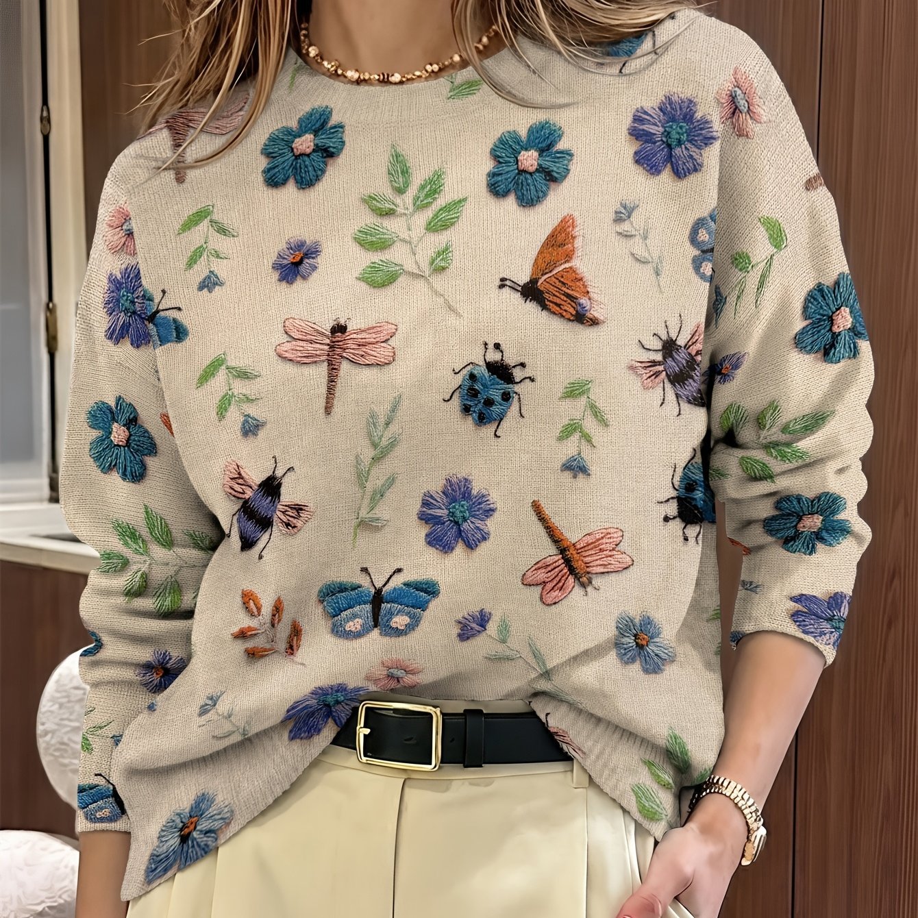 Women's Floral Jumper - Blue