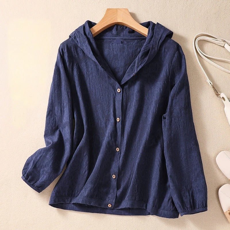 Women's Hooded Sun Protection Jacket - Navy Blue
