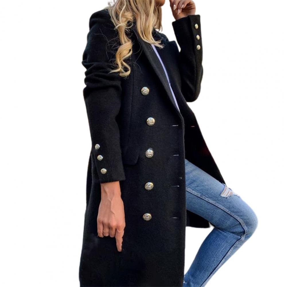 Women's Straight Longline Wool Coat - Black