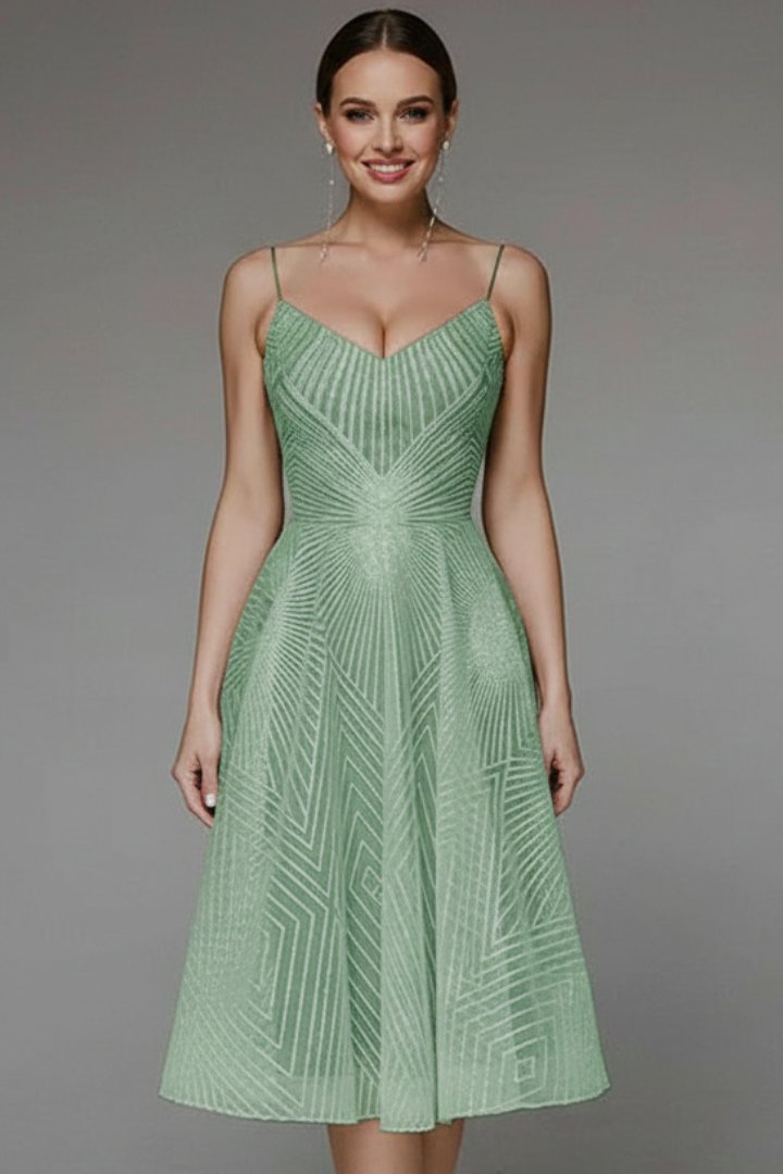 Women's Cocktail Party Dress - Green