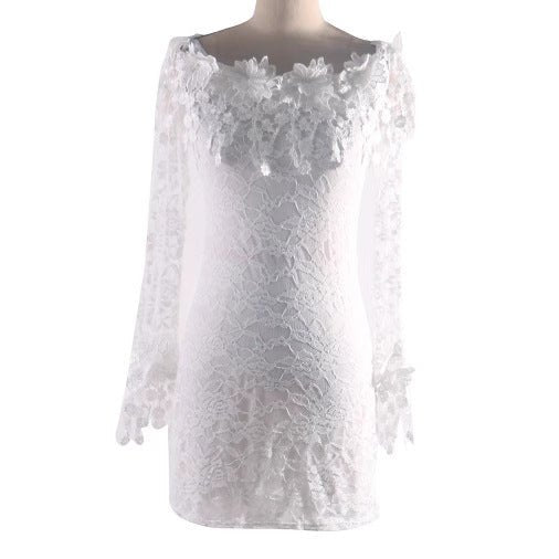 Women's Floral Lace Off-Shoulder Bodycon Mini Party Dress