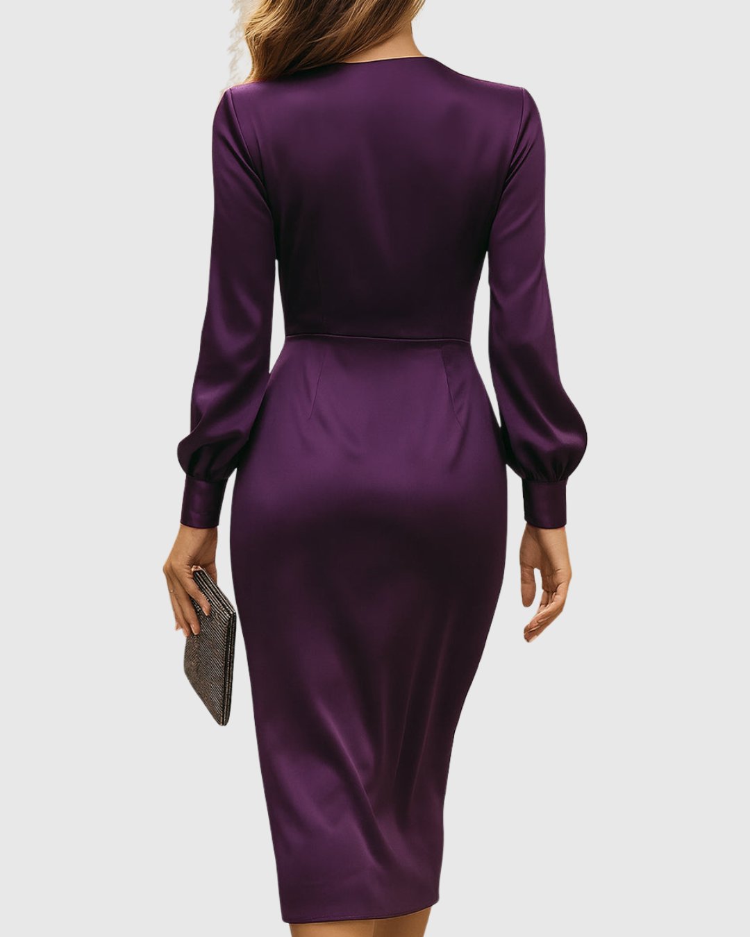 Women's Satin Wrap Midi Party Dress - XL