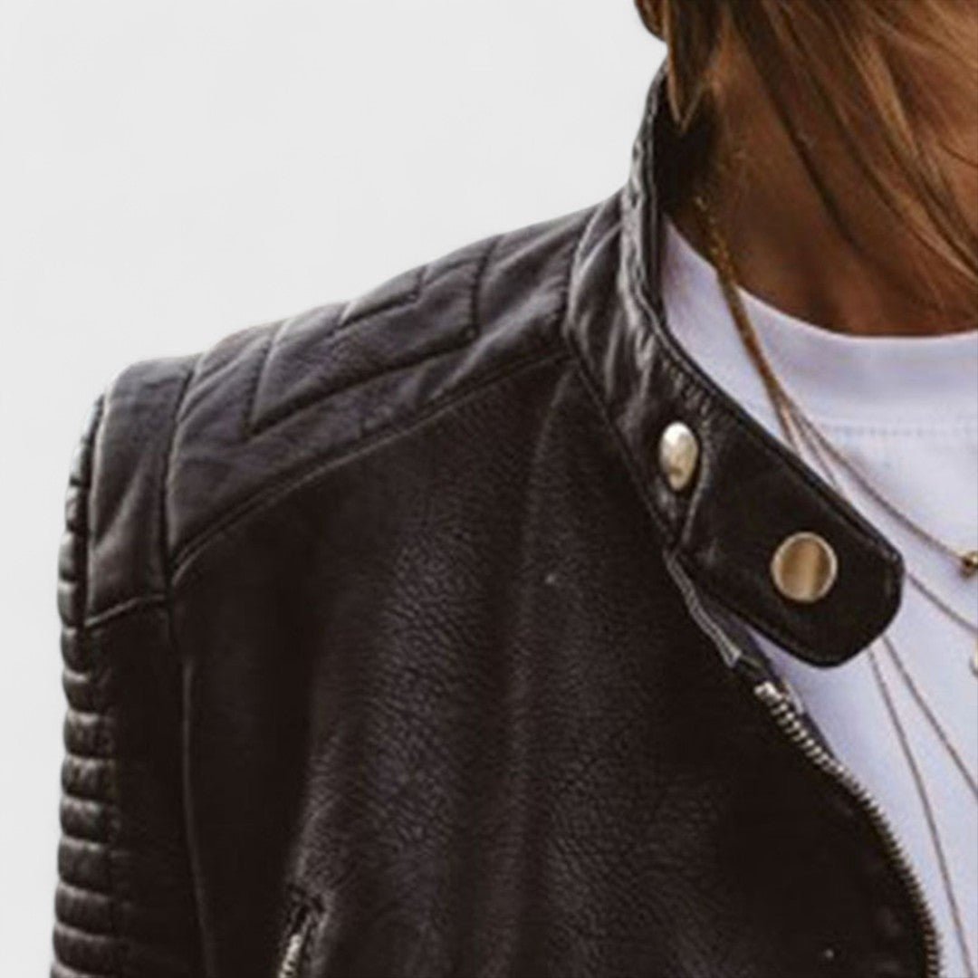 Women's Cropped Faux Leather Moto Jacket