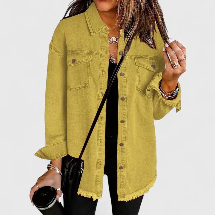 Women's Oversized Denim Shacket - Yellow
