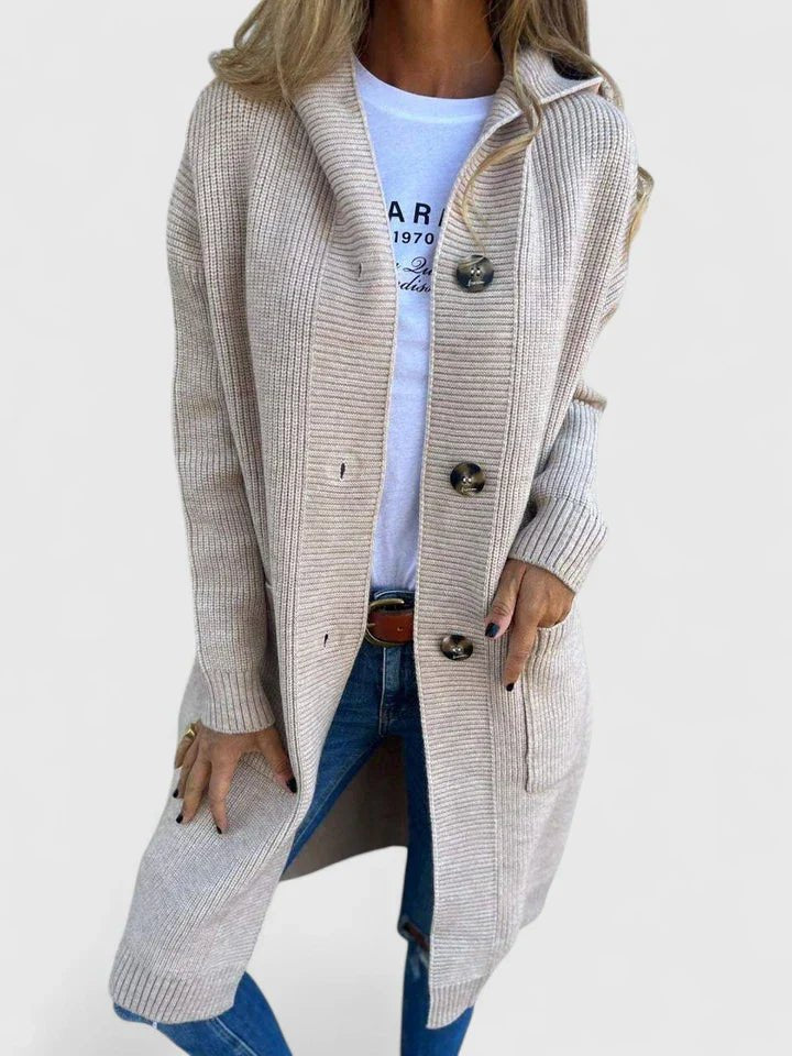 Women's Oversized Knit Ribbed Longline Hooded Cardigan