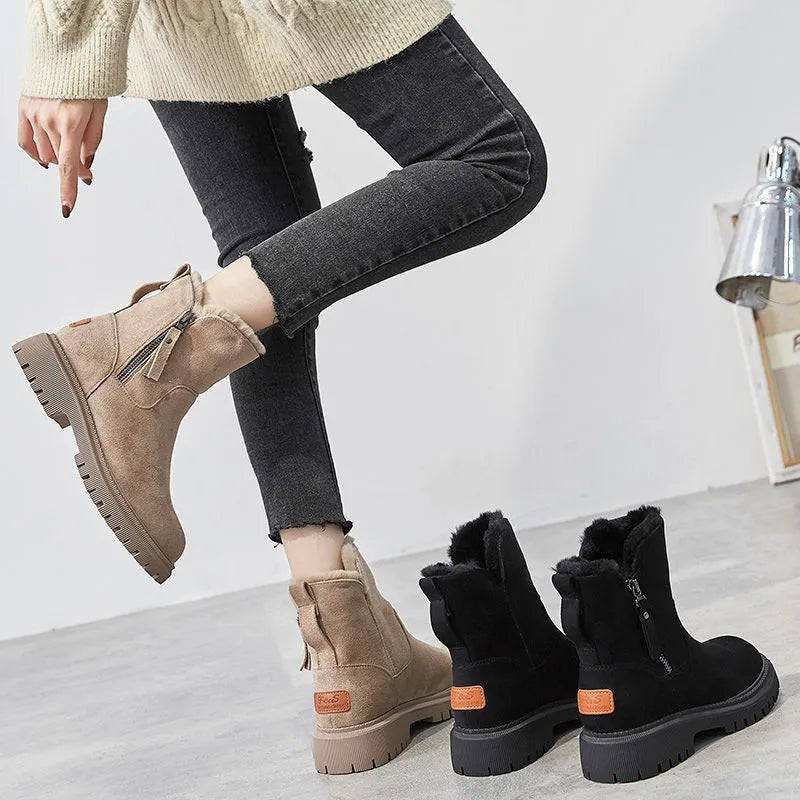 Women's Suede Combat Snow Ankle Boots