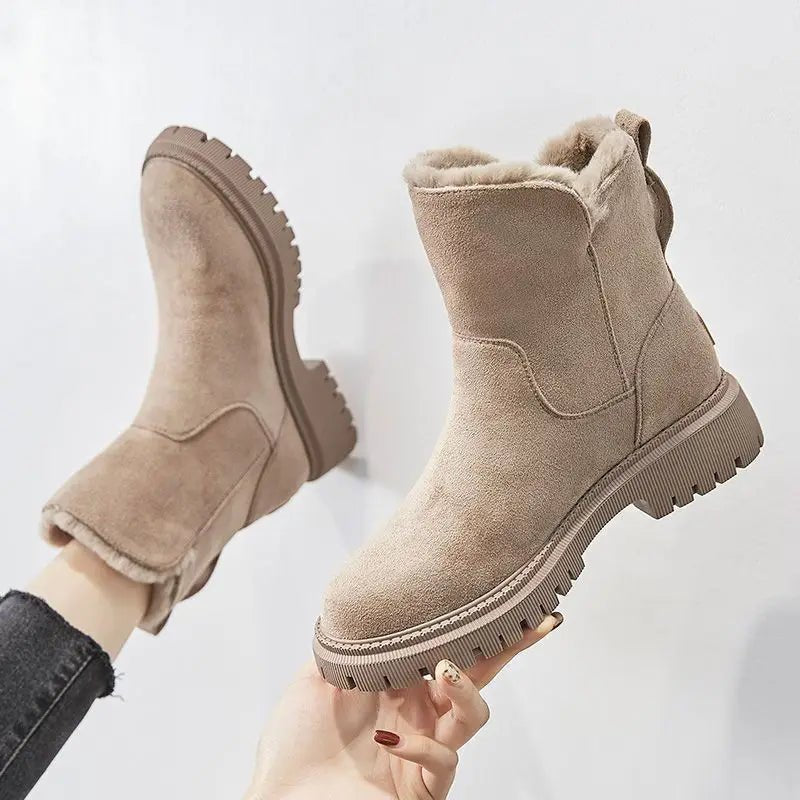 Women's Suede Combat Snow Ankle Boots